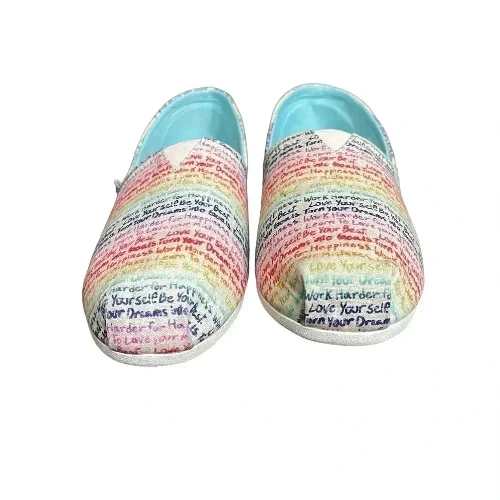BOBS by Skechers Inspire Me Alpargata Slip On Flat Shoes Rainbow Women’s size 10